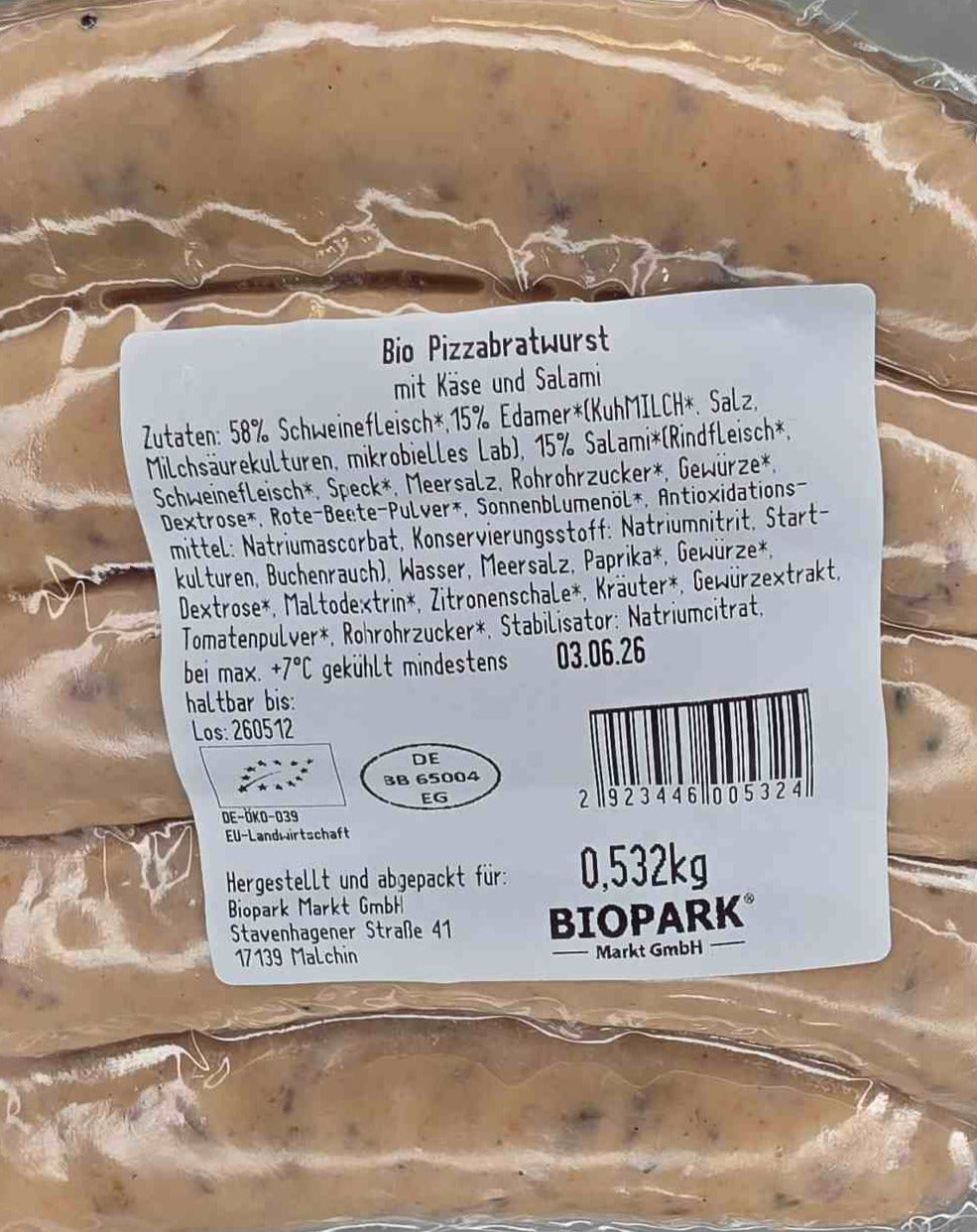 Bio Pizza Bratwurst